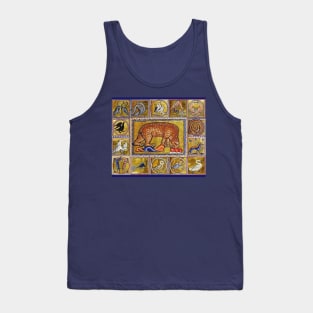 MEDIEVAL BESTIARY,BEAR, FANTASTIC ANIMALS IN GOLD RED BLUE COLORS Tank Top